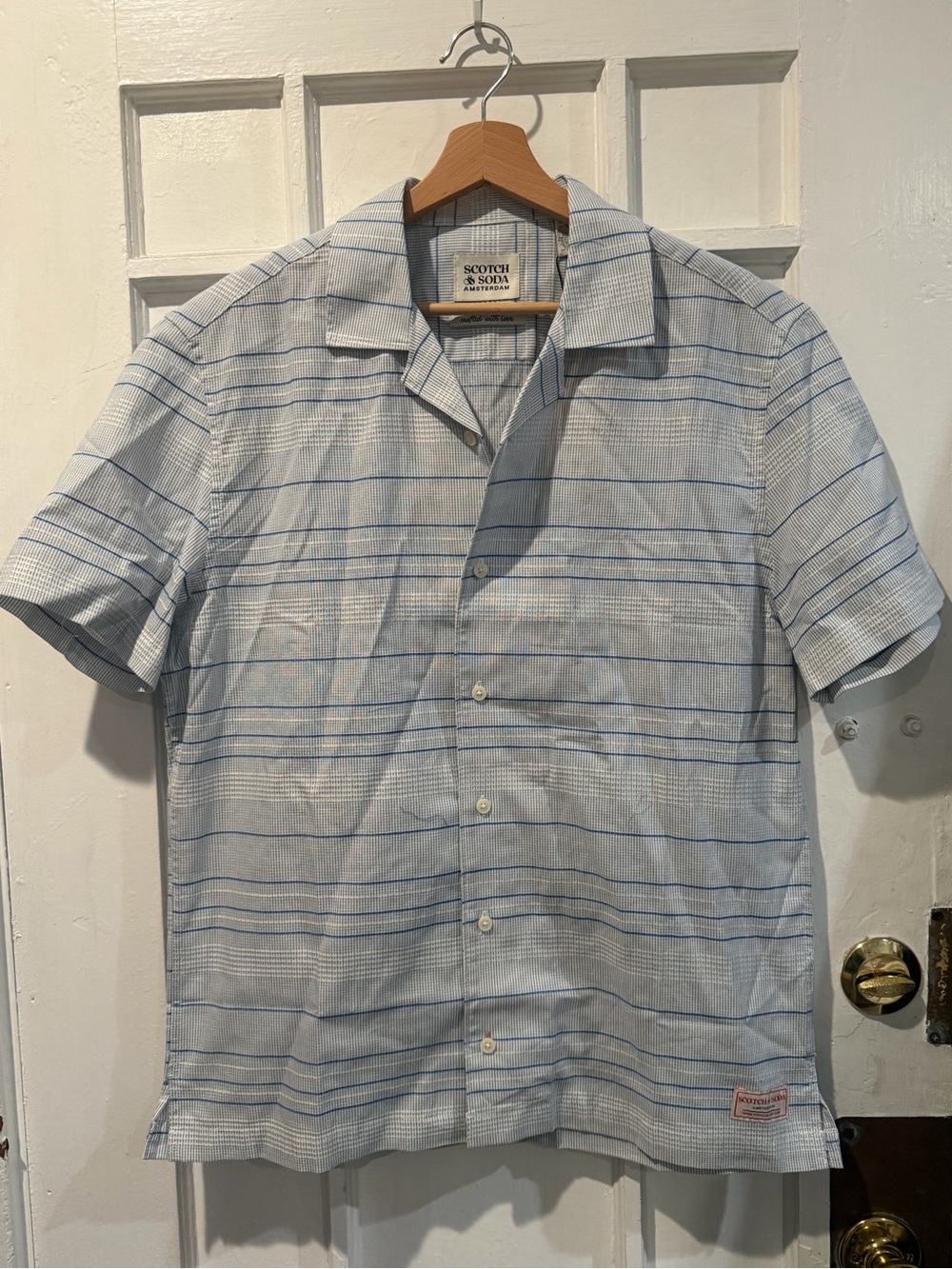 Scotch & Soda Light Blue & Navy Striped Short-Sleeve Shirt